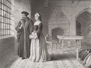 Sir Thomas More (1477-1535) and His Daughter Margaret, Observing Monks Going to Execution from His Prison Window, from 